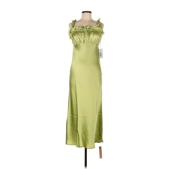 Reformation Erdem Yucca Green Silk Dress M NWT - Picture 5 of 10